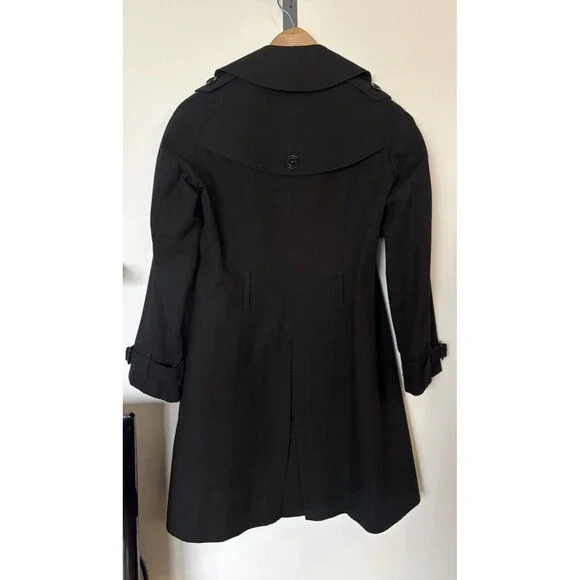 Burberry London Black Mid Length Trench Coat Size 6 - Picture 4 of 13
